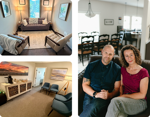 Warm and welcoming counselling environment with calming natural elements.